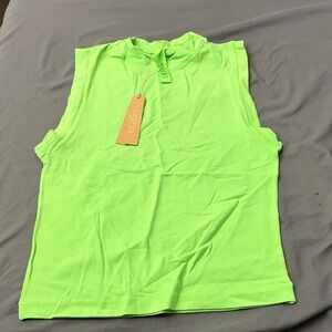 Neon Green Sleeveless Mock Neck Top